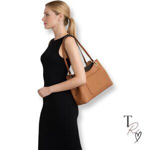 Nanette Lepore Agnes Brown Faux Pebble Leather Tote Shoulder Bag